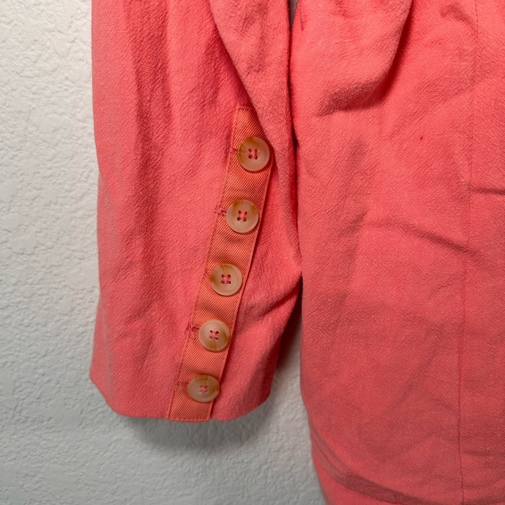 Free People Coral Pink‎ Double Breasted Belted Blazer Jacket Womens Large L - Picture 8 of 8